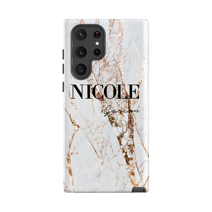 Personalised Cracked Marble Name Samsung Galaxy S22 Ultra Case