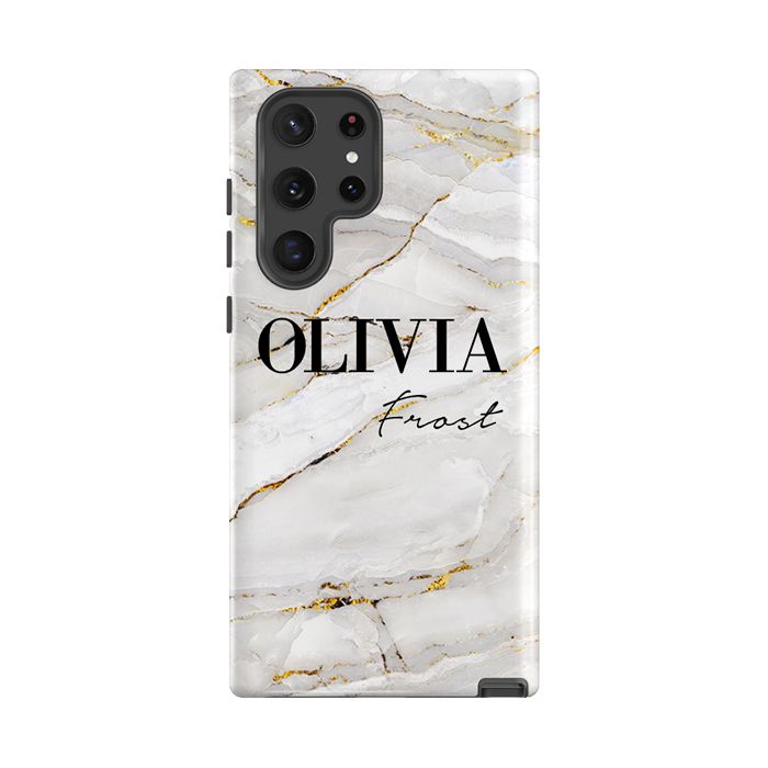 Personalised Cream Marble Name Samsung Galaxy S24 Case