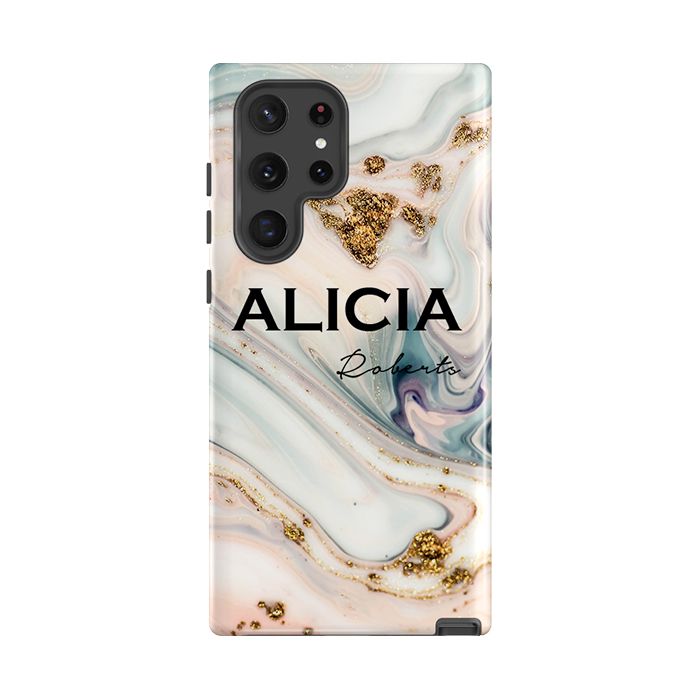 Personalised Fantasia Marble Name Samsung Galaxy S22 Ultra Case