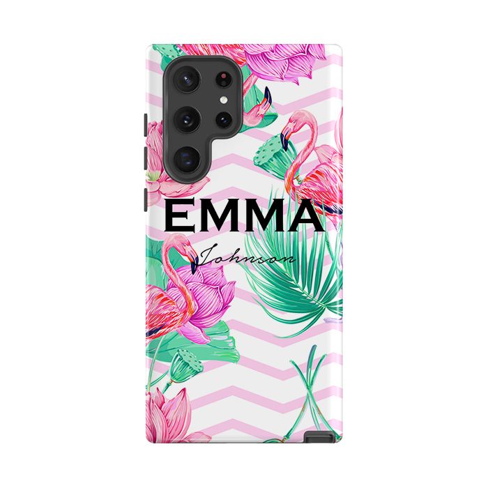 Personalised Flamingo Name Samsung Galaxy S22 Ultra Case