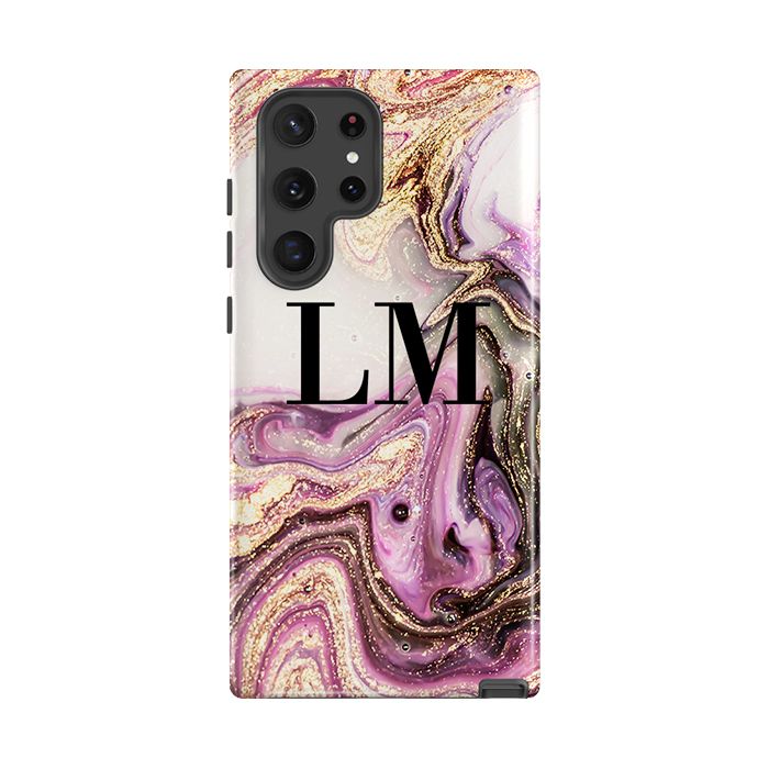 Personalised Gouache Marble Initials Samsung Galaxy S22 Ultra Case