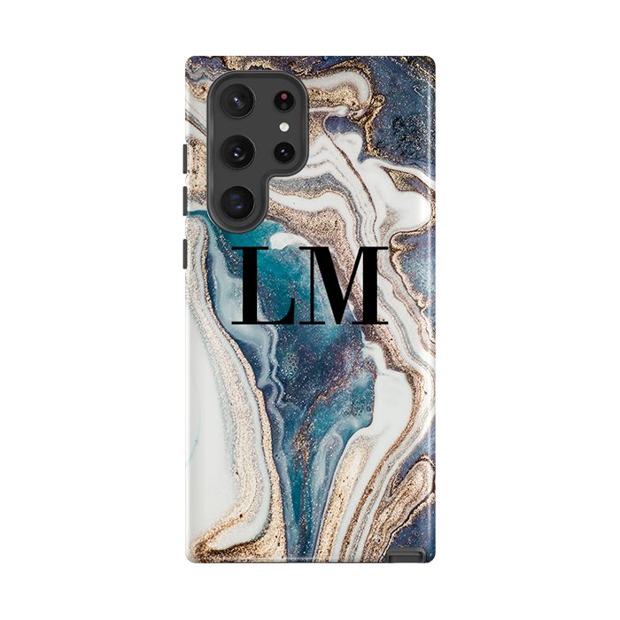 Personalised Luxe Marble Initials Samsung Galaxy S22 Ultra Case