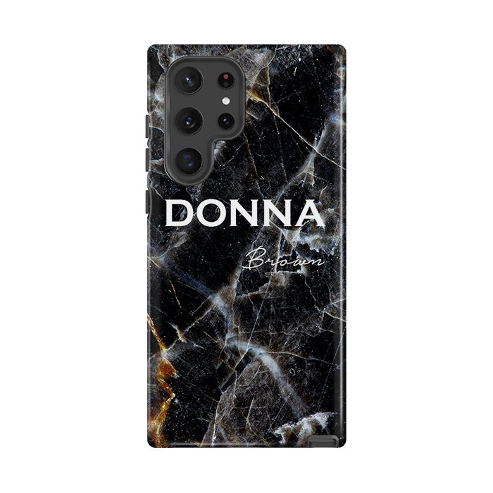Personalised Midnight Marble Name Samsung Galaxy S22 Ultra Case
