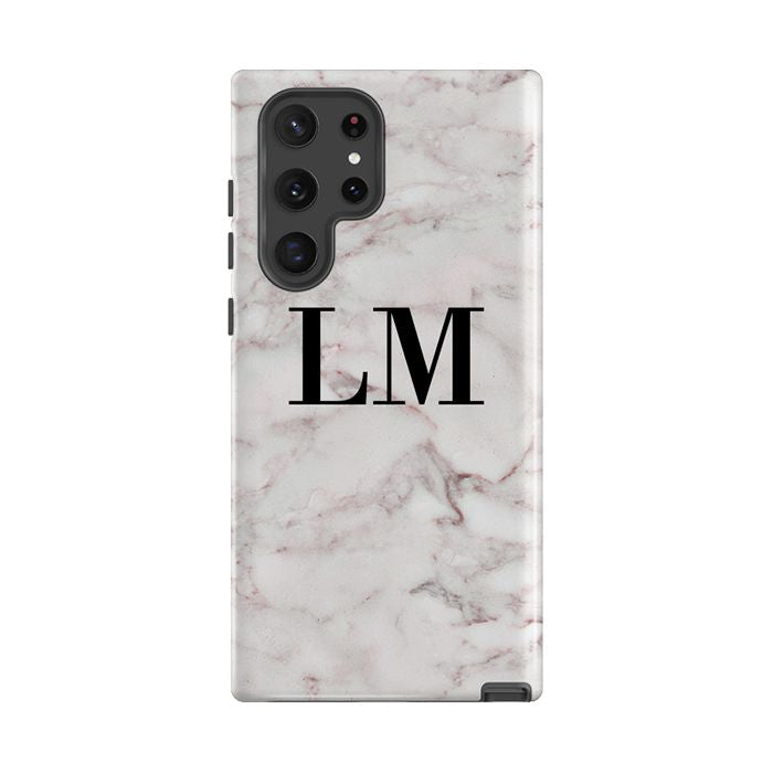 Personalised White Napoli Marble Initials Samsung Galaxy S22 Ultra Case