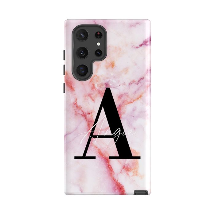 Personalised Pastel Marble Name Initial Samsung Galaxy S22 Ultra Case