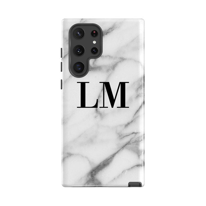 Personalised Pentelic Marble Initials Samsung Galaxy S22 Ultra Case