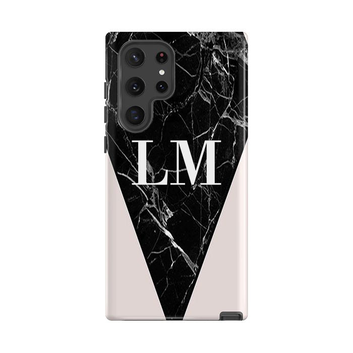 Personalised Pink x Black Marble Contrast Samsung Galaxy S22 Ultra Case