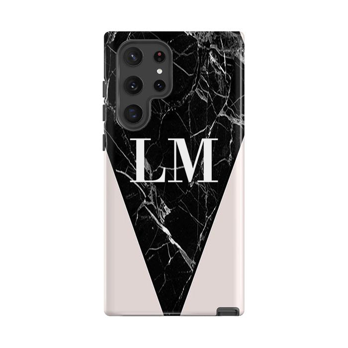 Personalised Pink x Black Marble Contrast Samsung Galaxy S23 Case