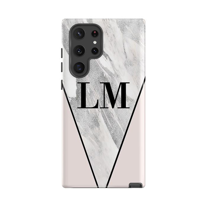 Personalised Pink x Castello Marble Contrast Samsung Galaxy S23 Case