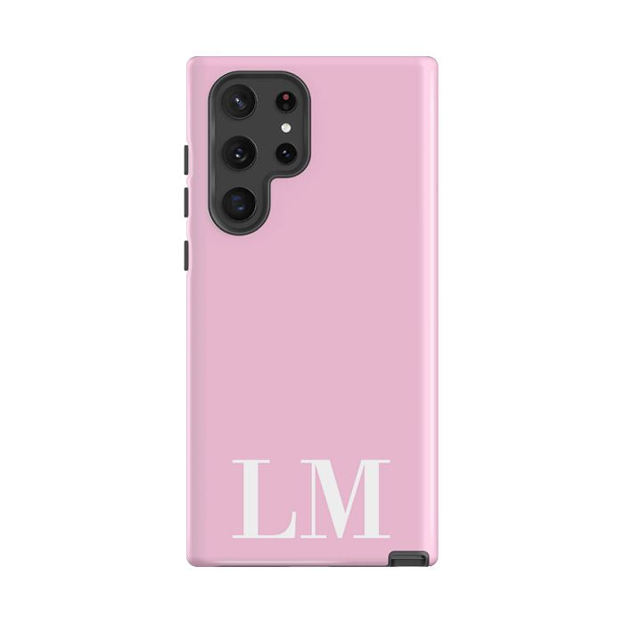 Personalised Pink x White Initials Samsung Galaxy S22 Ultra Case