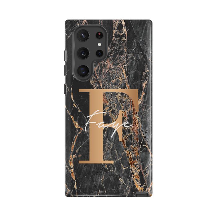 Personalised Slate Marble Bronze Initial Samsung Galaxy S22 Ultra Case