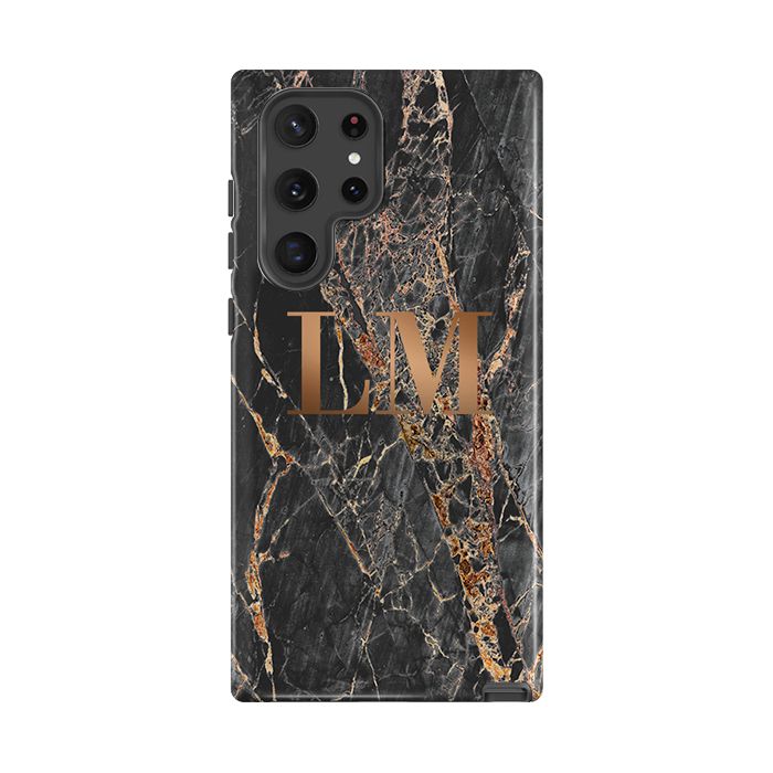 Personalised Slate Marble Bronze Initial Samsung Galaxy S24 Case