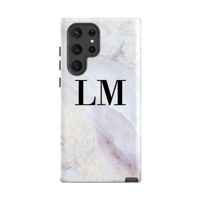 Personalised Stone Marble Initials Samsung Galaxy S22 Ultra Case