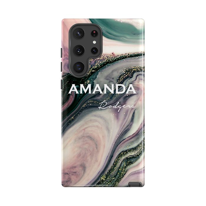 Personalised Swirl Marble Name Samsung Galaxy S22 Ultra Case