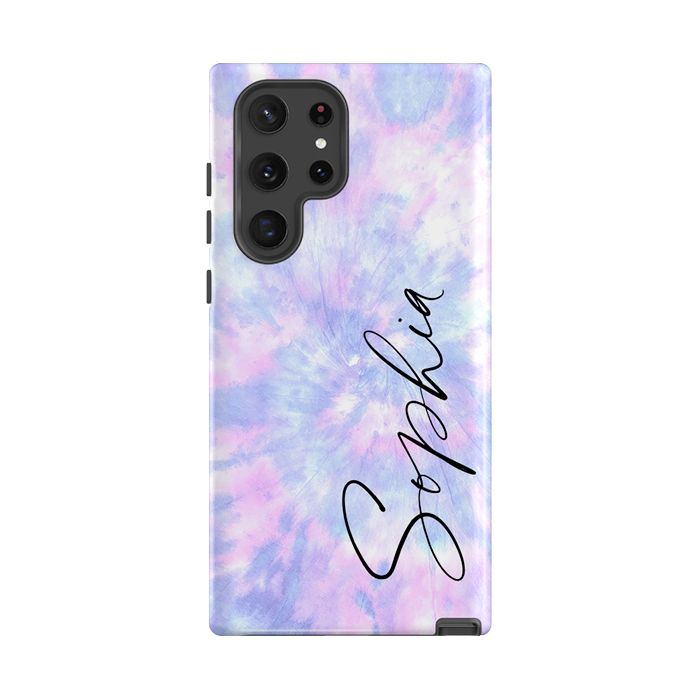 Personalised Blue Tie Dye Name Samsung Galaxy S22 Ultra Case