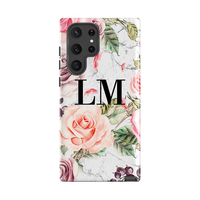 Personalised Watercolor Floral Initials Samsung Galaxy S24 Case