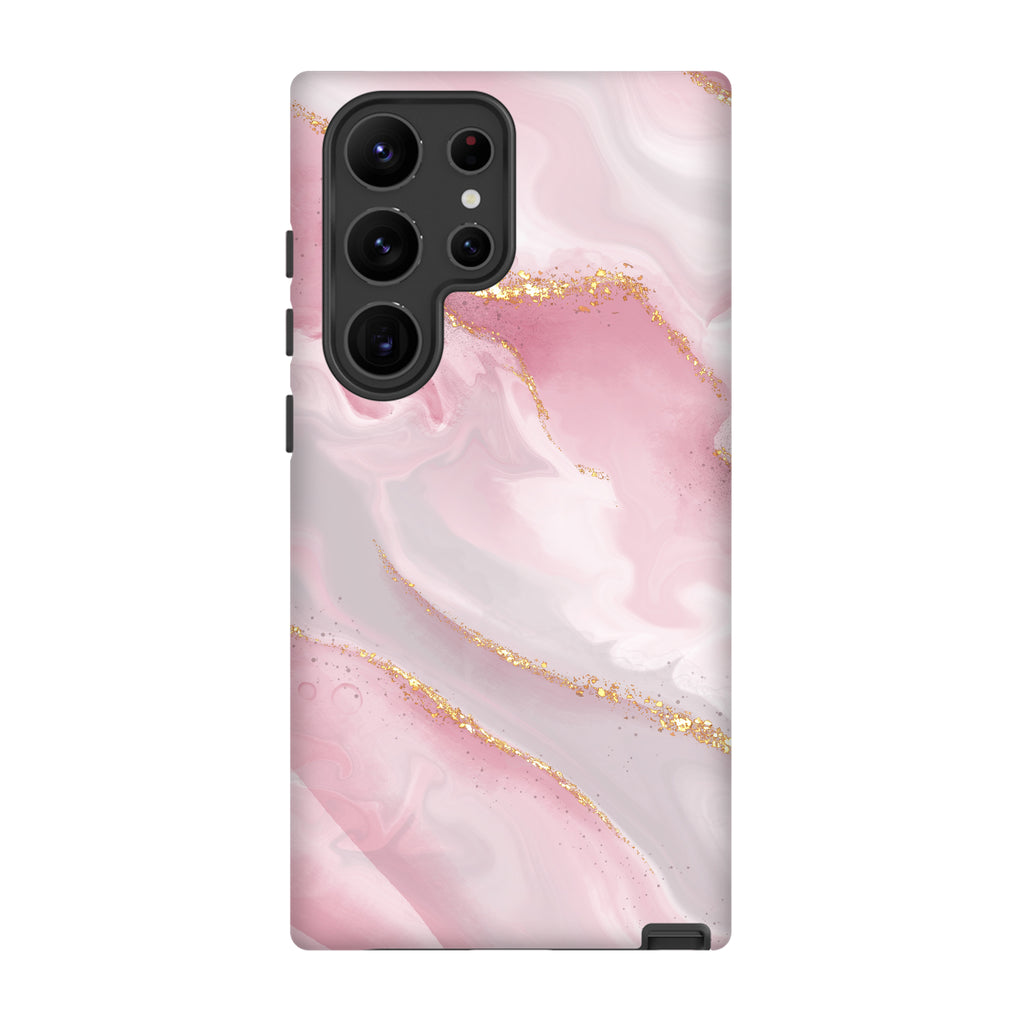 Custom Blank Luxe Pink Marble Name Samsung Galaxy S23 Ultra Case