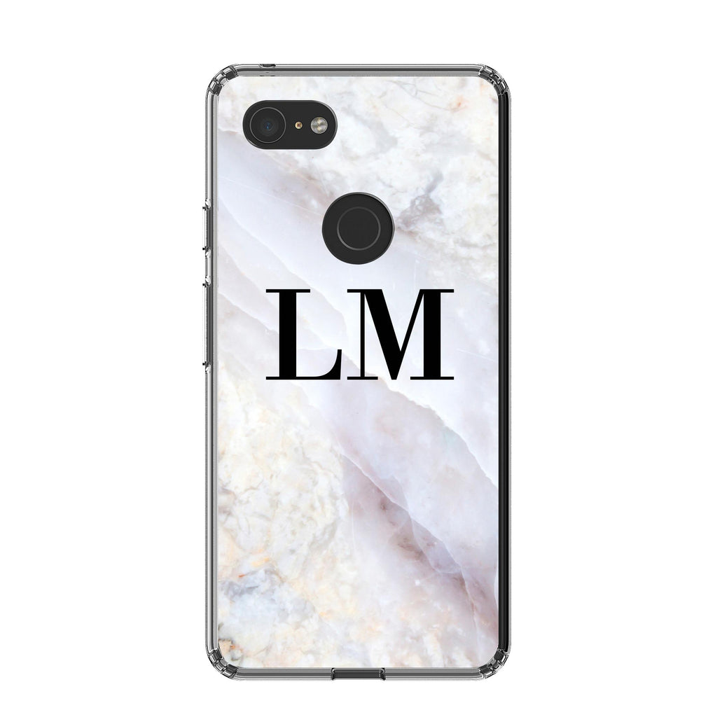 Personalised Stone Marble Initials Google Pixel 3 XL Case