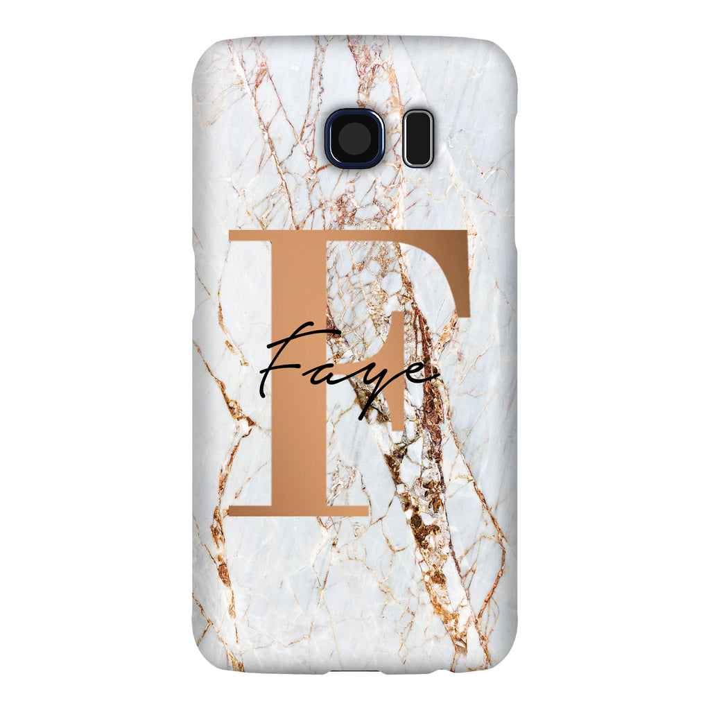 Personalised Cracked Marble Bronze Initials Samsung Galaxy S6 Edge Case