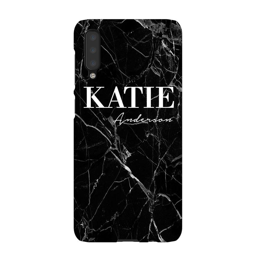 Personalised Black Marble Name Samsung Galaxy A50 Case