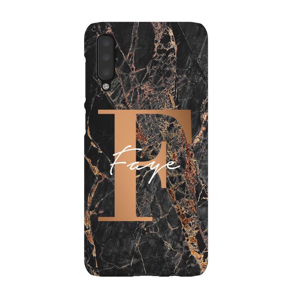 Personalised Slate Marble Bronze Initial Samsung Galaxy A50 Case