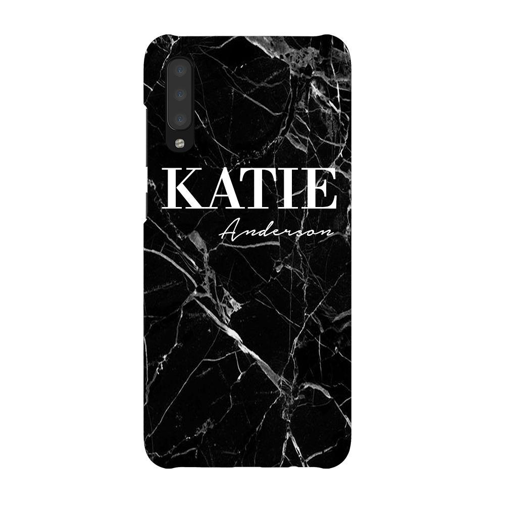 Personalised Black Marble Name Samsung Galaxy A70 Case