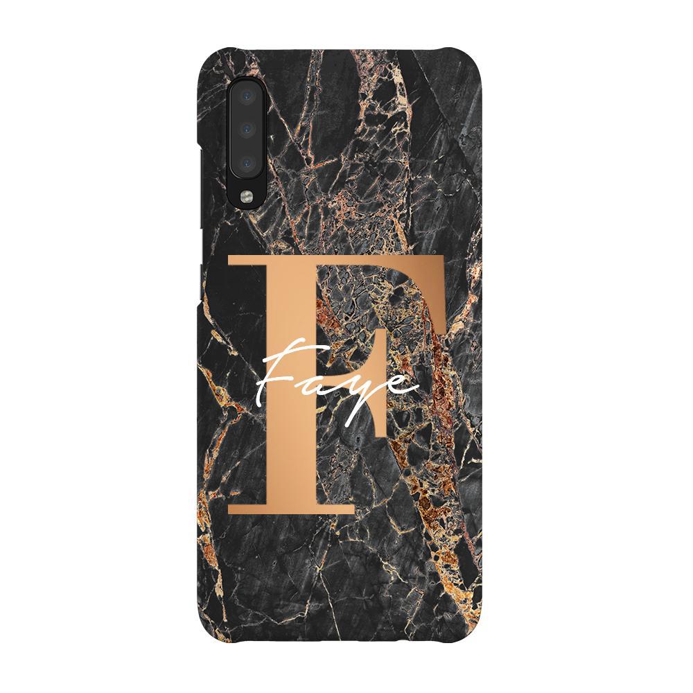 Personalised Slate Marble Bronze Initial Samsung Galaxy A70 Case