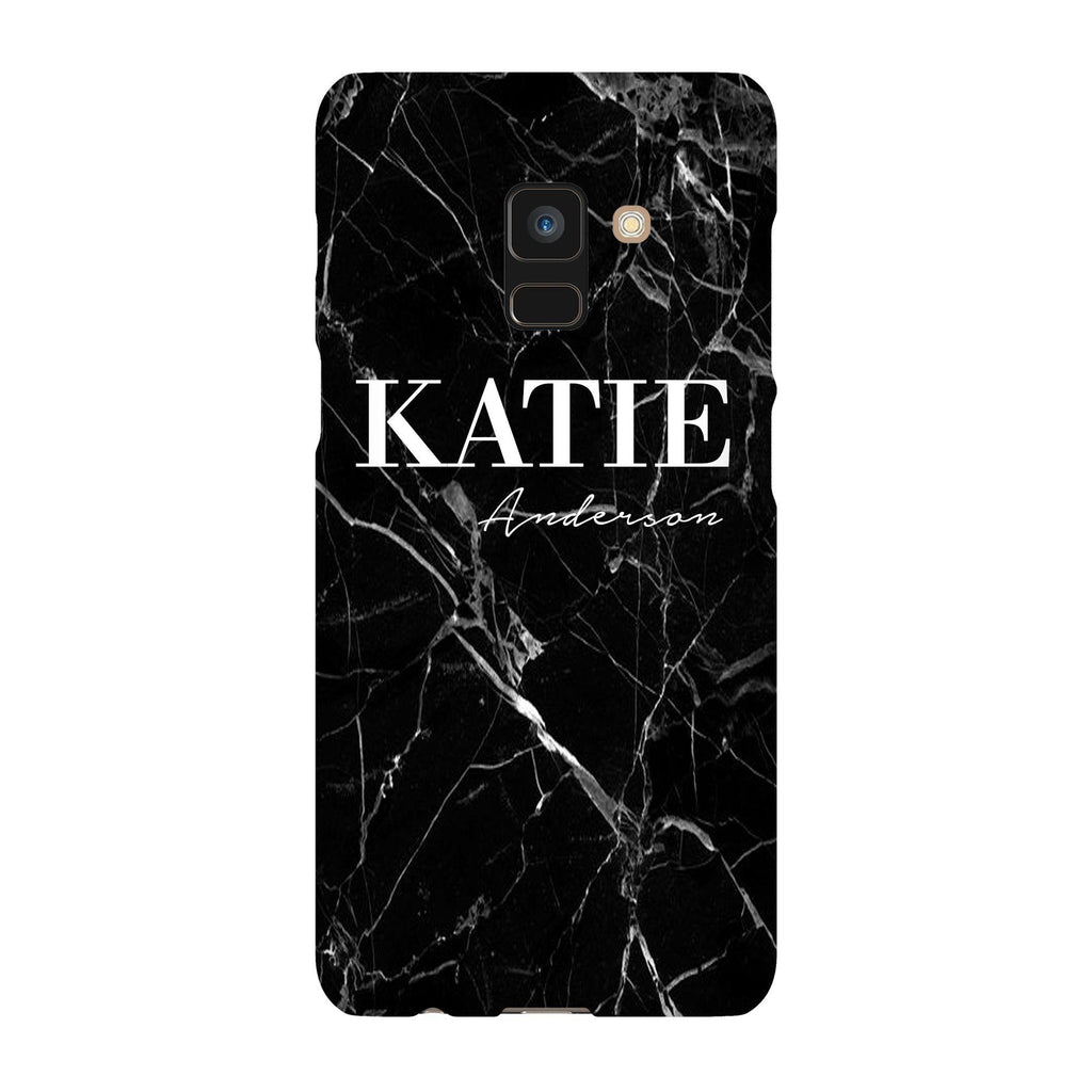 Personalised Black Marble Name Samsung Galaxy A8 Case