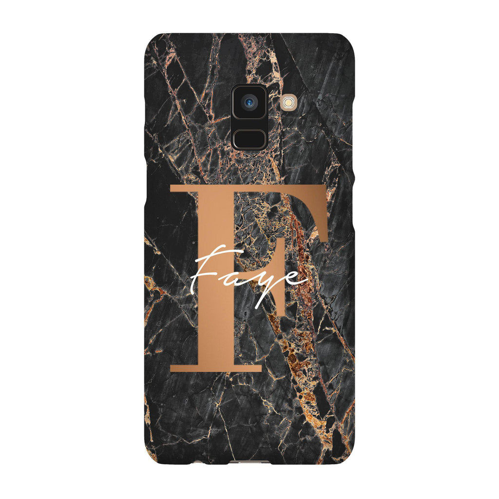Personalised Slate Marble Bronze Initial Samsung Galaxy A8 Case