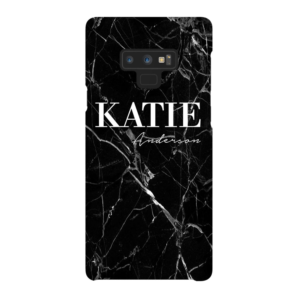 Personalised Black Marble Name Samsung Galaxy Note 9 Case
