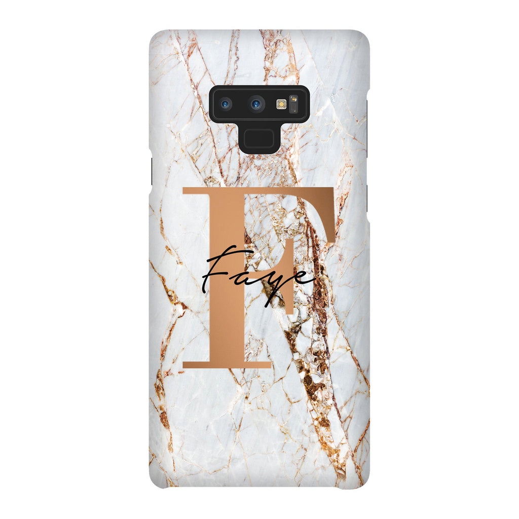 Personalised Cracked Marble Bronze Initials Samsung Galaxy Note 9 Case