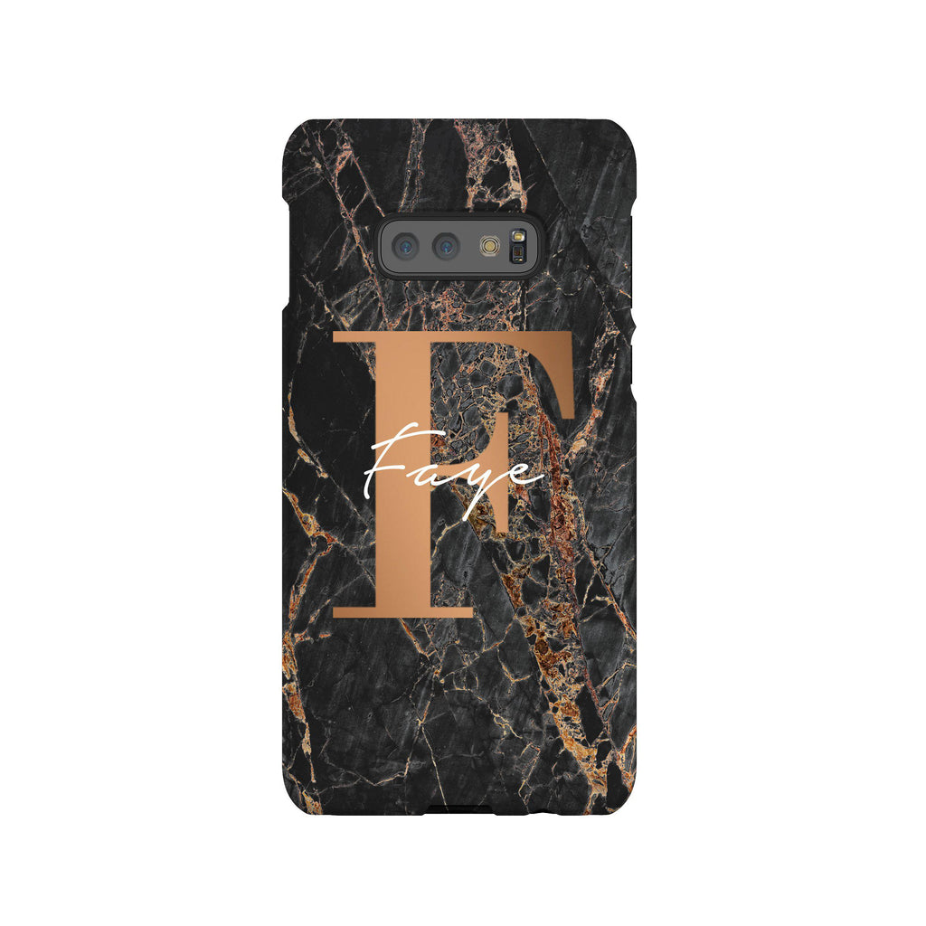 Personalised Slate Marble Bronze Initial Samsung Galaxy S10e Case