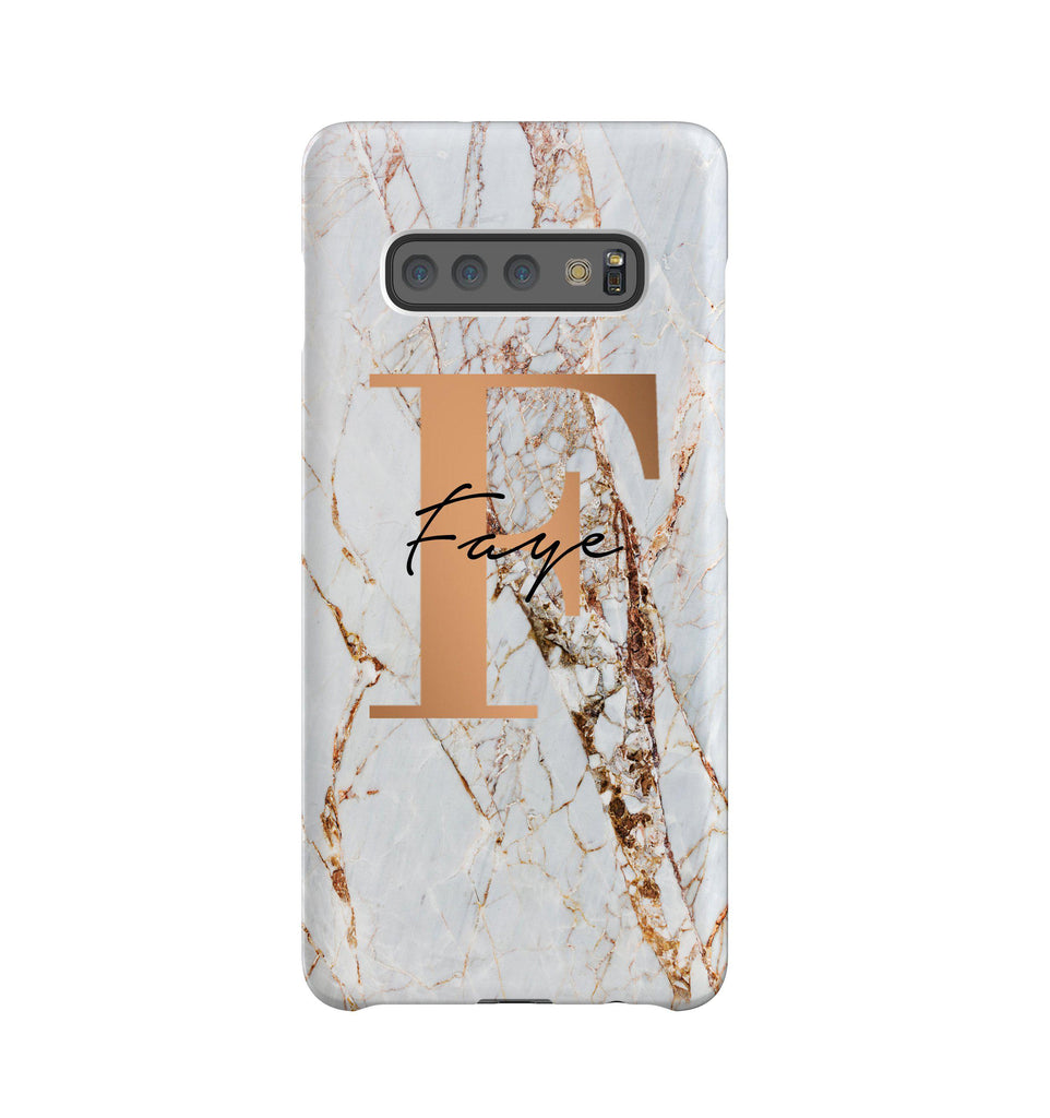 Personalised Cracked Marble Bronze Initials Samsung Galaxy Note 10+ Case