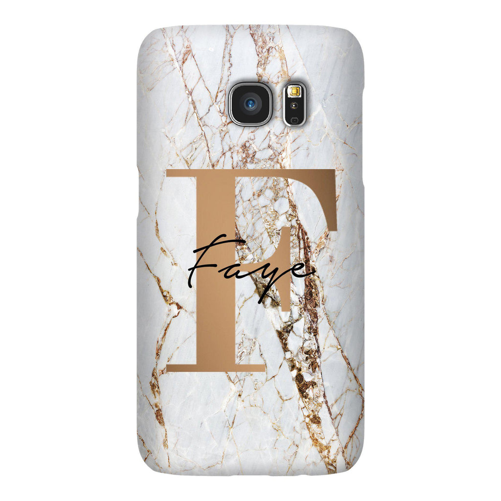 Personalised Cracked Marble Bronze Initials Samsung Galaxy S7 Edge Case