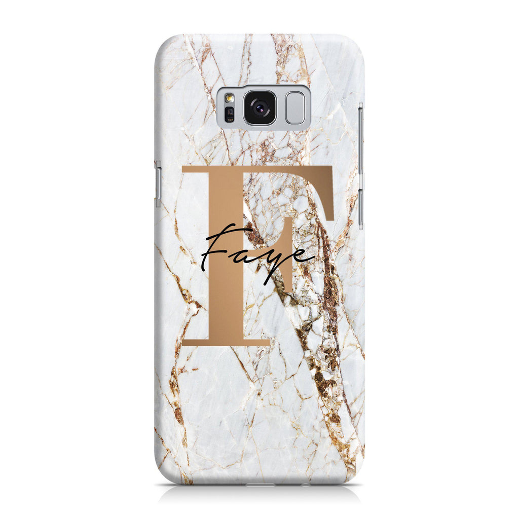 Personalised Cracked Marble Bronze Initials Samsung Galaxy S8 Plus Case