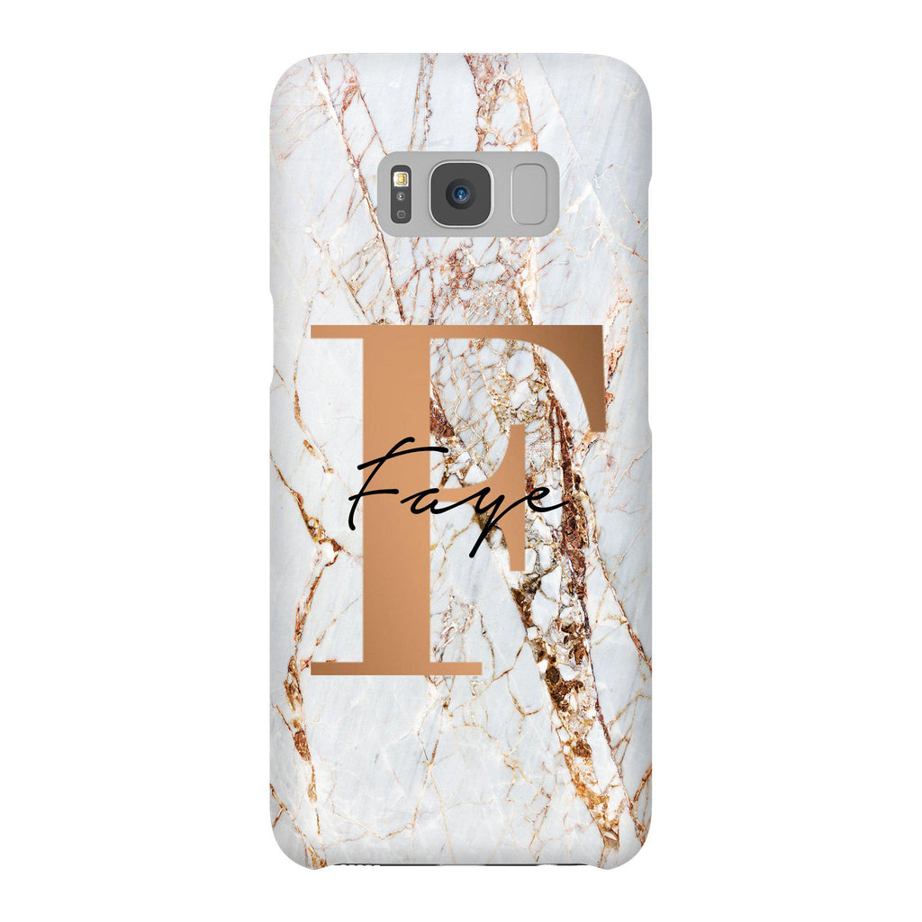 Personalised Cracked Marble Bronze Initials Samsung Galaxy S8 Case