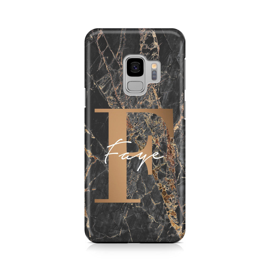 Personalised Slate Marble Bronze Initial Samsung Galaxy S9 Case