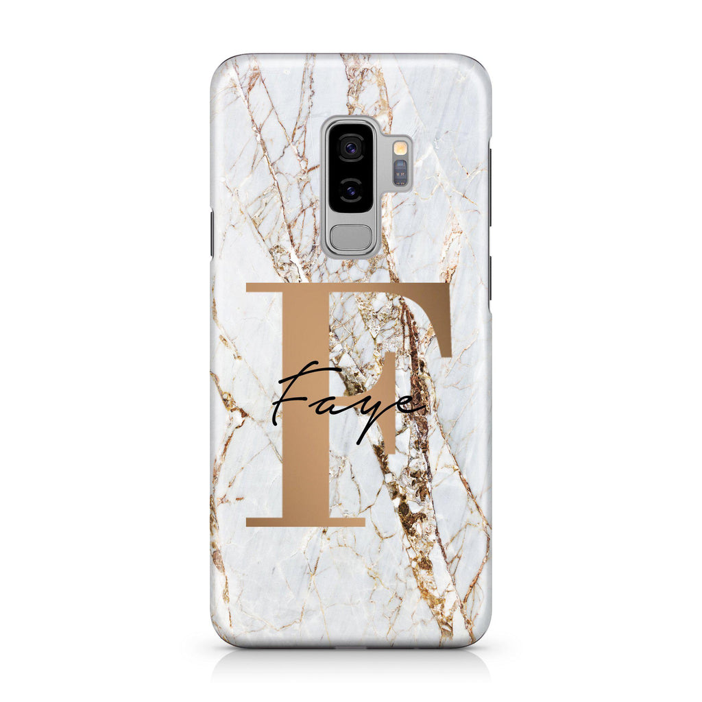 Personalised Cracked Marble Bronze Initials Samsung Galaxy S9 Plus Case