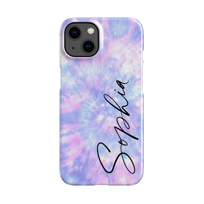 Personalised Blue Tie Dye Name iPhone 14 Plus Case