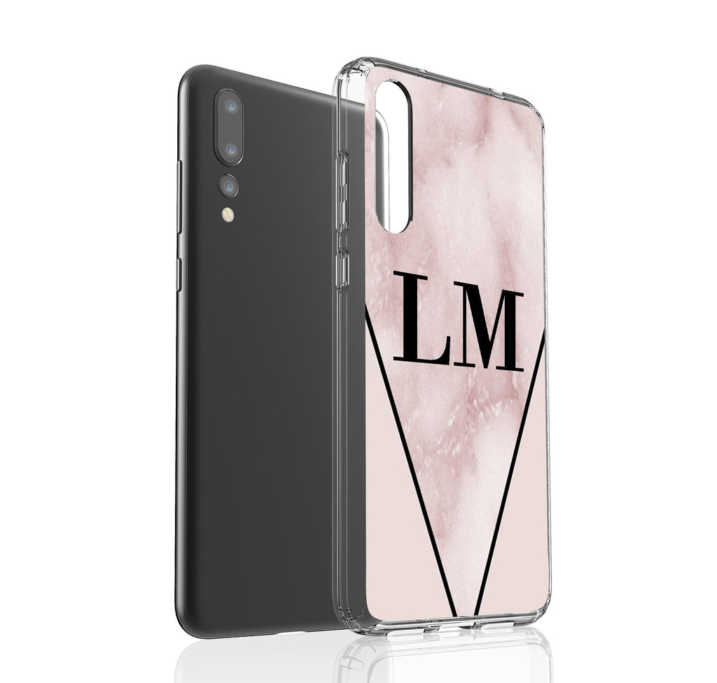 Personalised Pink x Rosa Marble Contrast Huawei P20 Pro Case