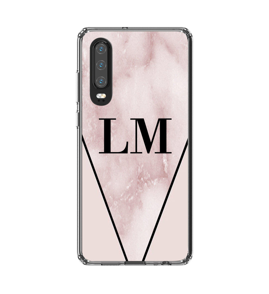 Personalised Pink x Rosa Marble Contrast Huawei P30 Case