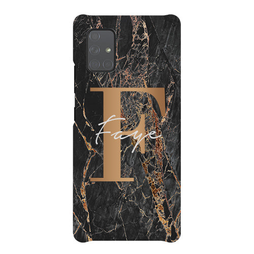 Personalised Slate Marble Bronze Initial Samsung Galaxy A71 Case