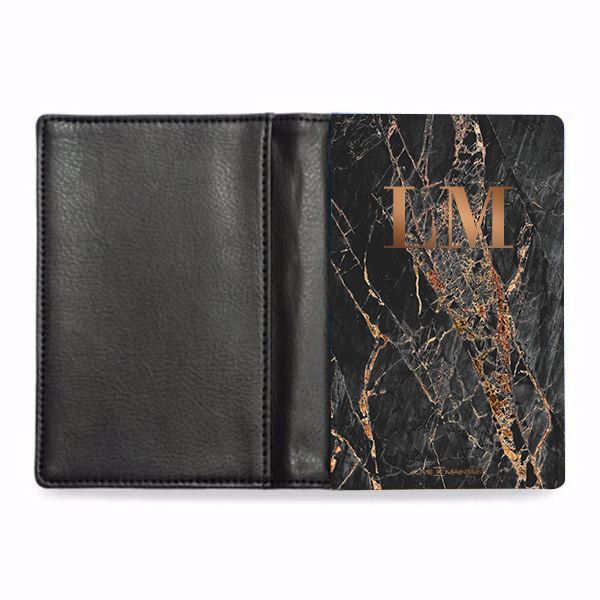 Personalised Slate Marble Bronze Initials Passport Cover
