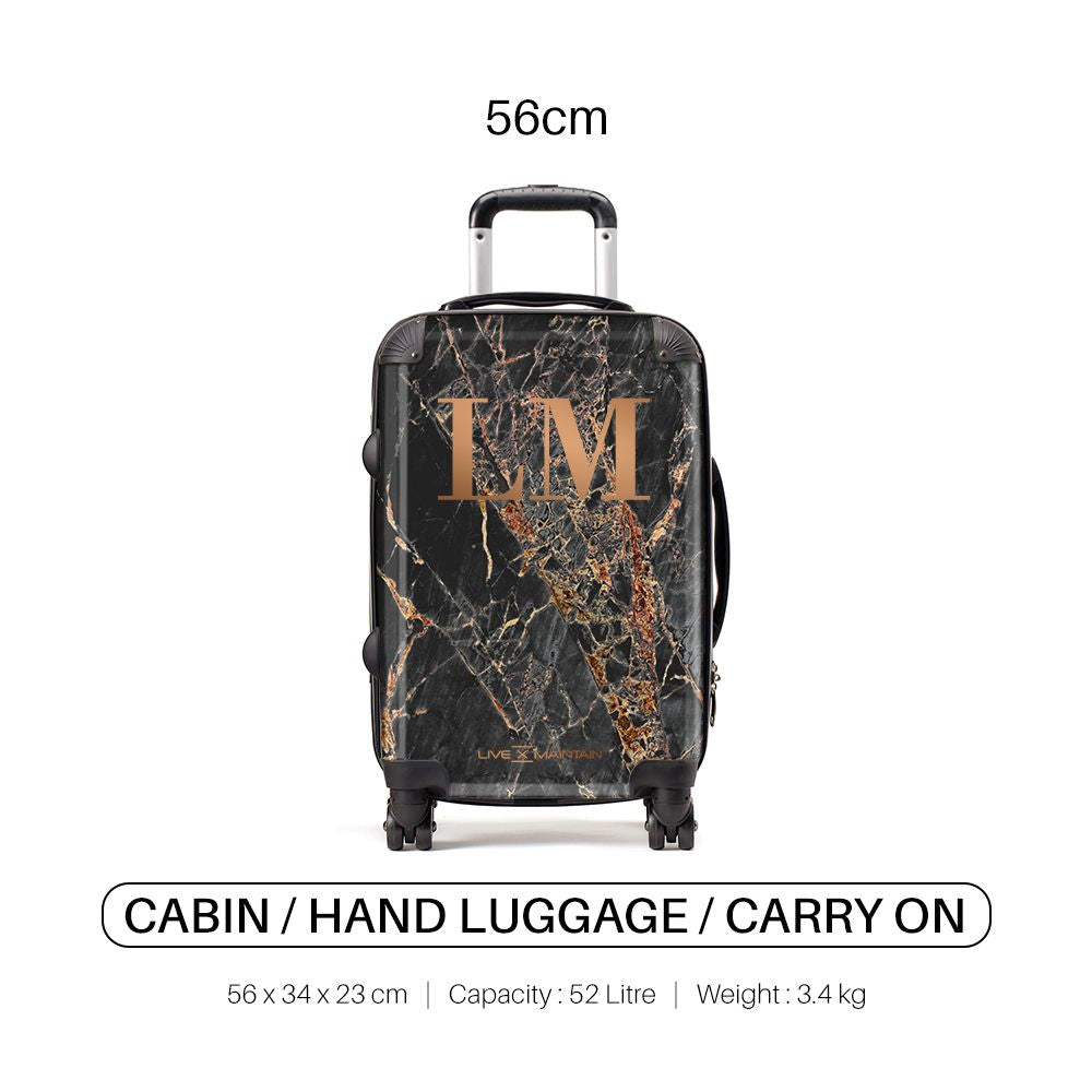 Personalised Slate Marble Bronze Initials Suitcase