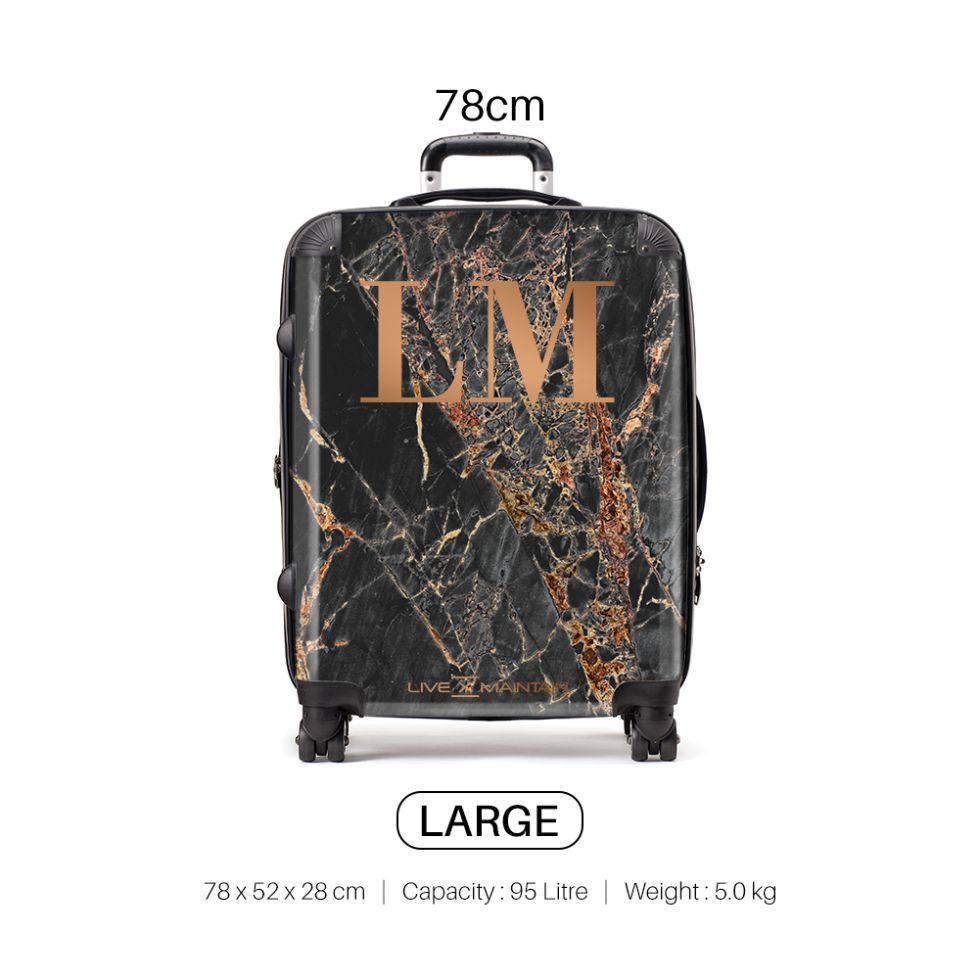 Personalised Slate Marble Bronze Initials Suitcase