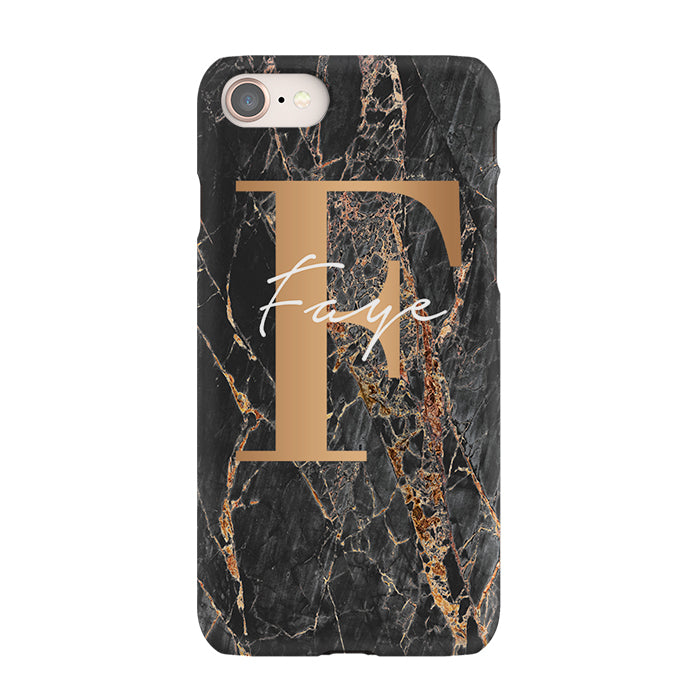 Personalised Slate Marble Bronze Initial iPhone 8 Case