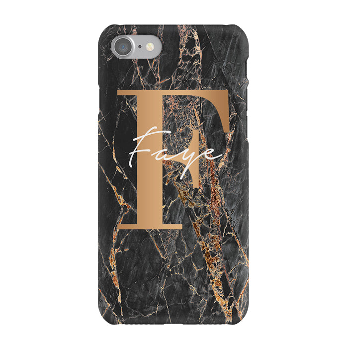 Personalised Slate Marble Bronze Initial iPhone 7 Case