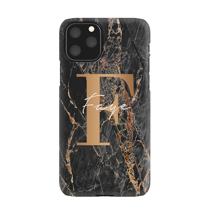 Personalised Slate Marble Bronze Initial iPhone 11 Pro Case