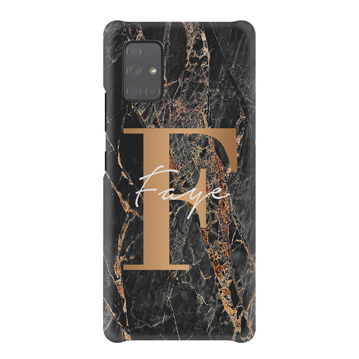 Personalised Slate Marble Bronze Initial Samsung Galaxy A51 Case