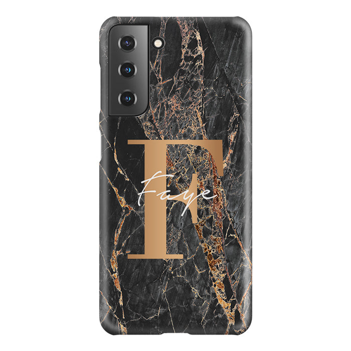 Personalised Slate Marble Bronze Initial Samsung Galaxy S21 Case